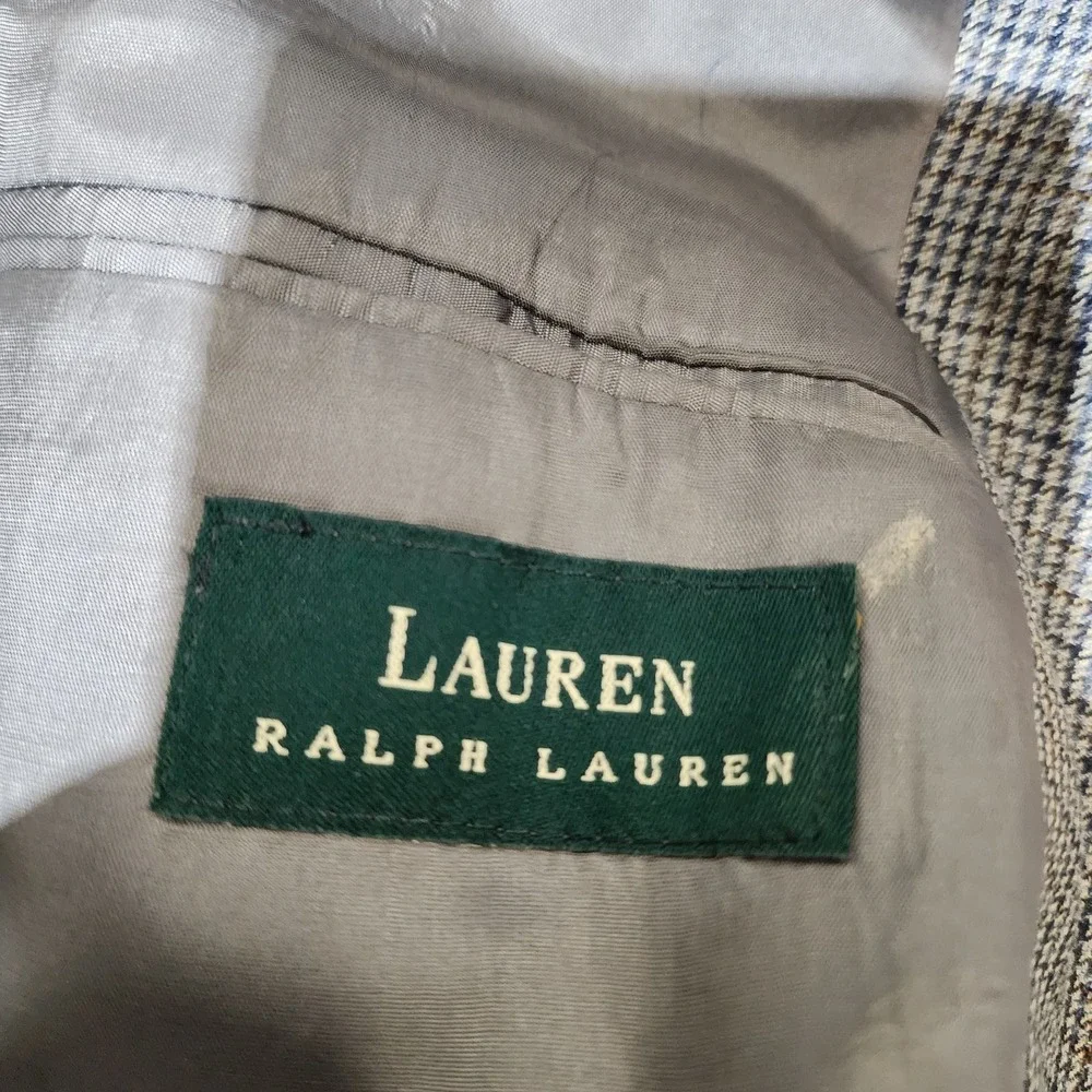 Ralph Lauren Blazer Mens 43R Gray Check Sport Coat Jacket Wool Silk Canada